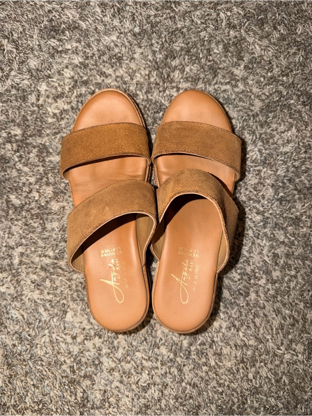 Women's Double Strap Slide Sandals in Brown